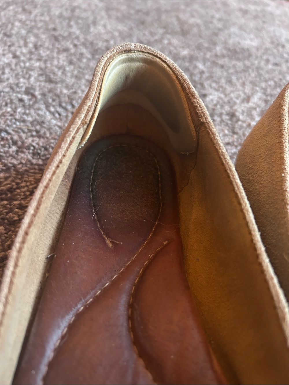 Women's Size 6.5 Suede Braided Taupe Office Penny Loafers - Picture 6 of 7